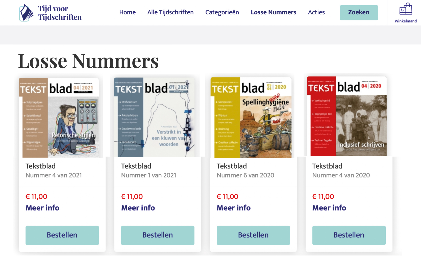 Losse nummers Tekstblad